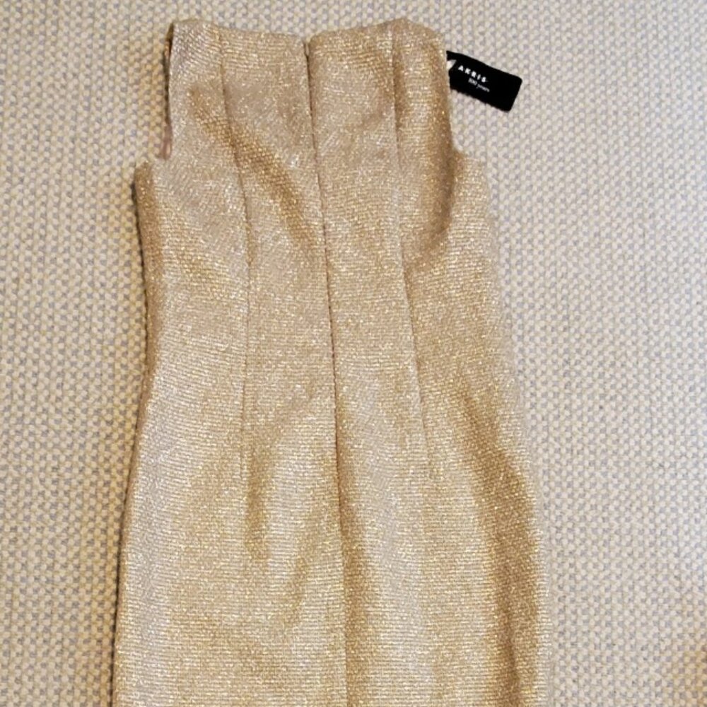 Akris metallic white gold dress, size 2